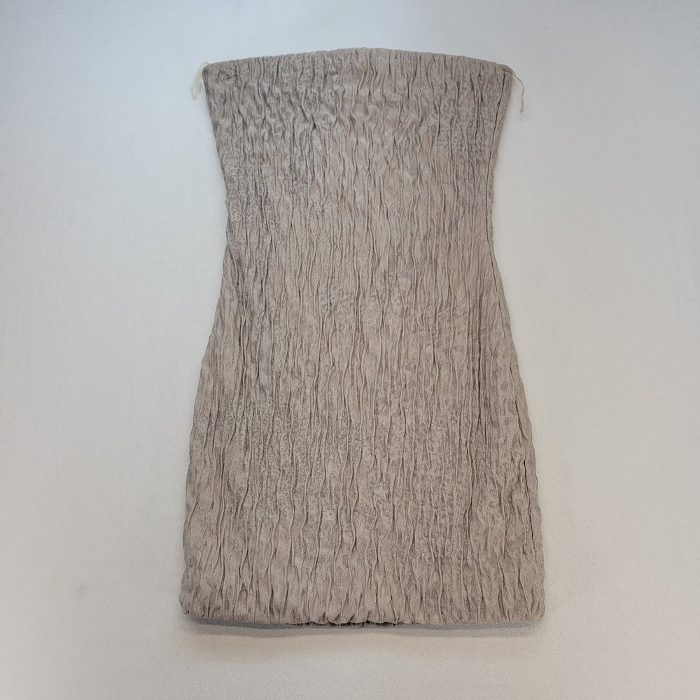 Windsor Mini Dress Womens Medium Taupe Strapless Crinkle Textured Bodycon